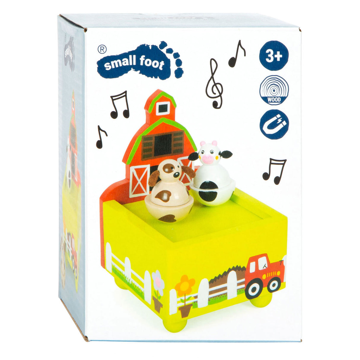 Small foot wooden music box farmhouse