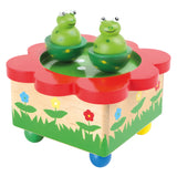 Small foot wooden music box frog