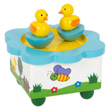 Small foot wooden music box duck