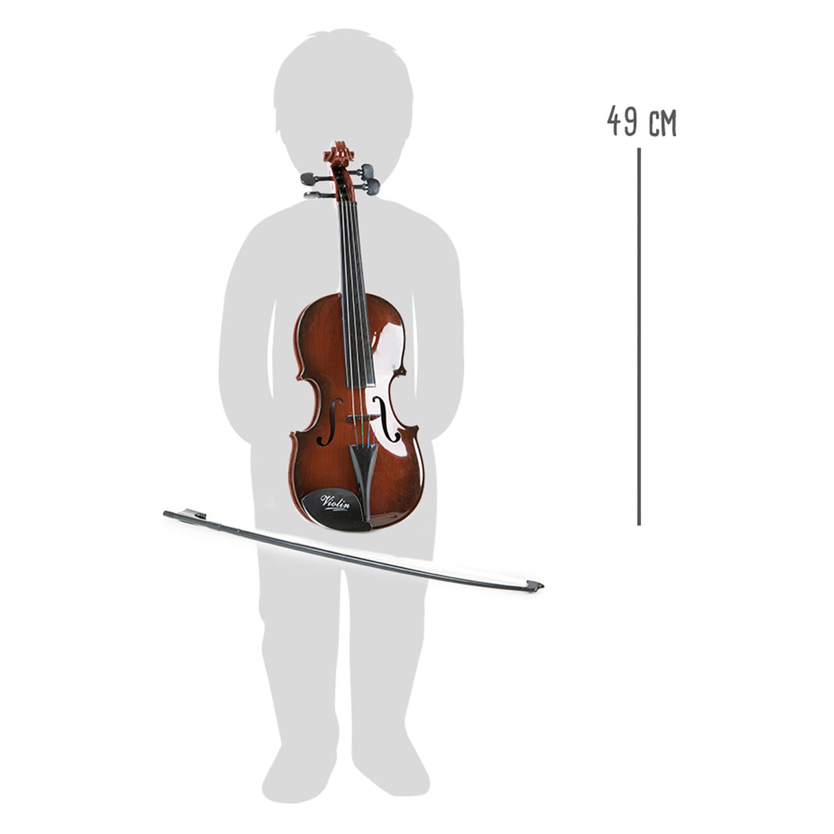 Violín infantil clásico de madera de pie pequeño con arco