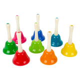 Small foot colored handbells, set of 8