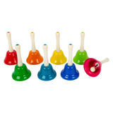 Small foot colored handbells, set of 8