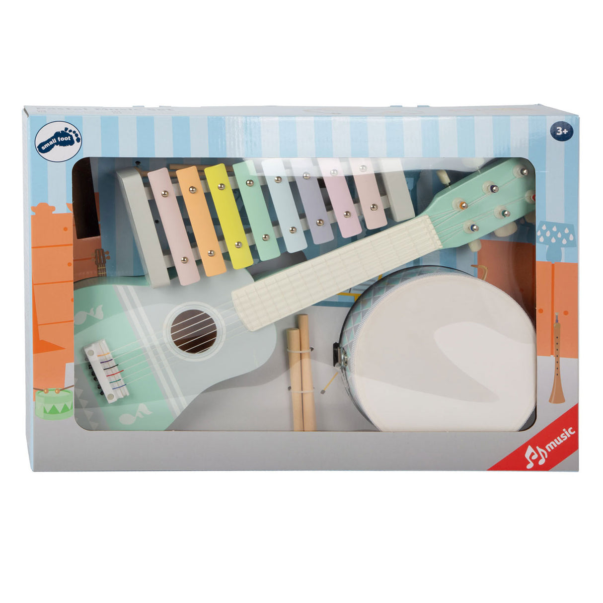 Petit pied en bois musical Instruments pastel, 7dlg,