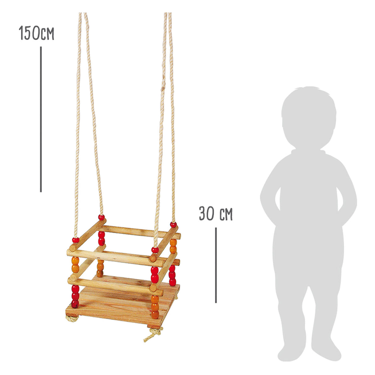 Swing s malou nohou dřevěnou batole, 150 cm