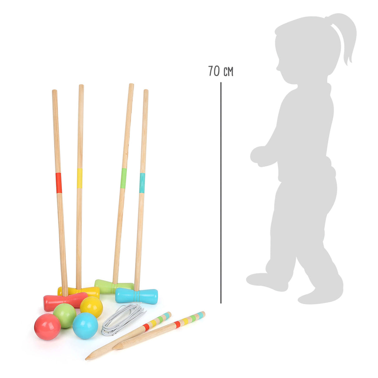 Petit pied de croquet en bois hors-jeu, 20dlg.