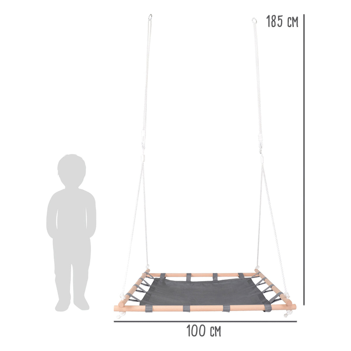 Swing del nido di piccoli piedi con telaio in legno, 100x100 cm