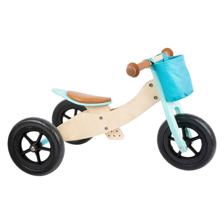 Malá noha - drevená trojkolka a balančný bicykel 2v1 maxi tyrkysová