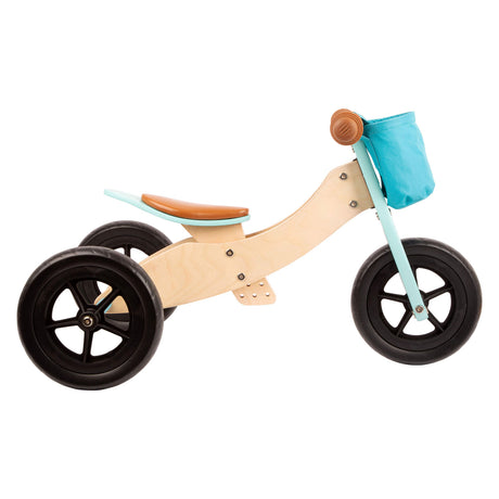 Malá noha - drevená trojkolka a balančný bicykel 2v1 maxi tyrkysová