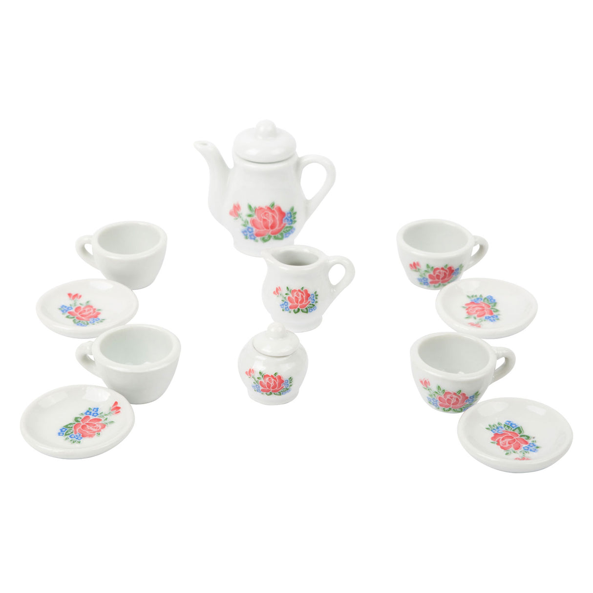 Small foot coffee and tea set porcelain in suitcase, 14dlg.