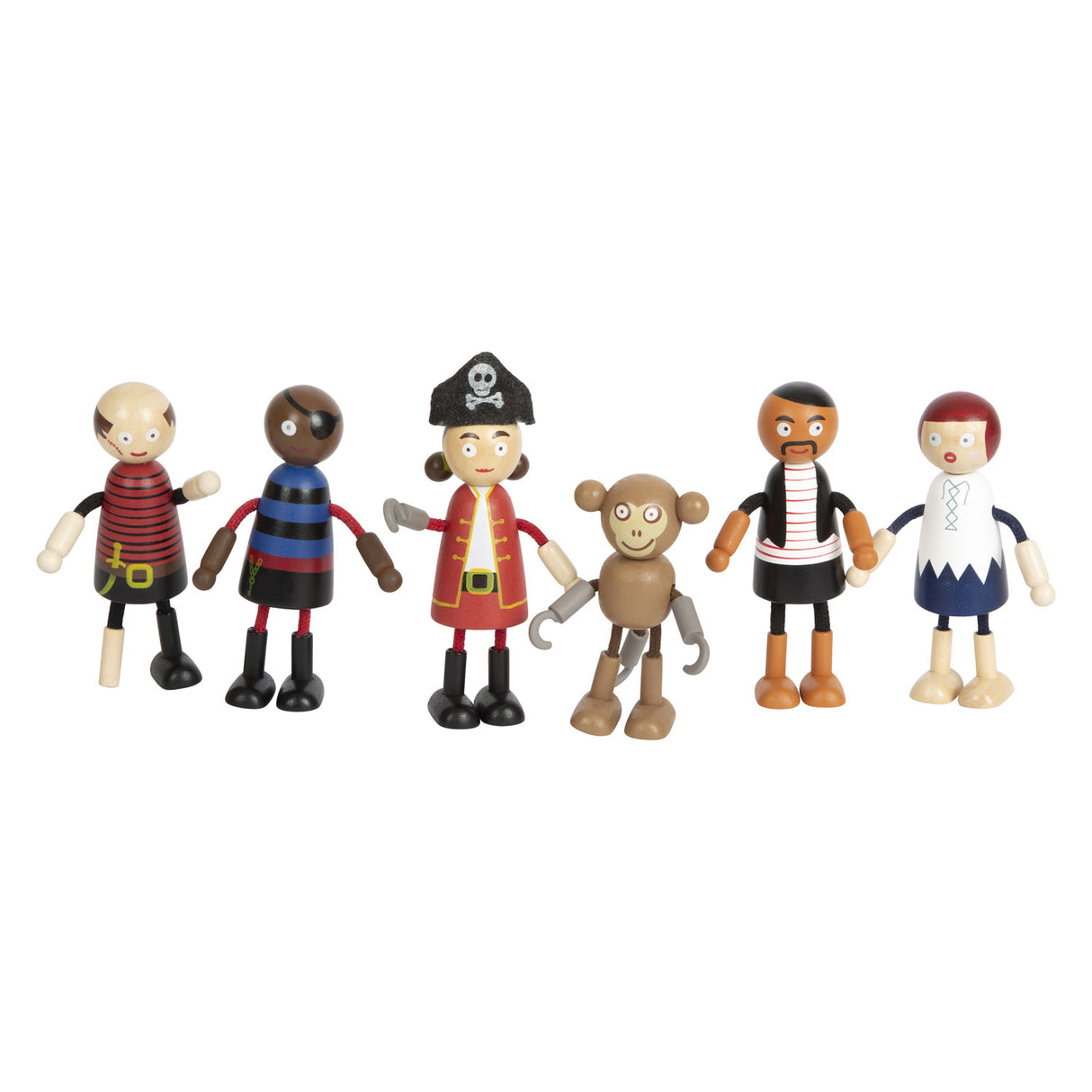 Small Foot Wood Dolls Pirate Bendable, 6st.