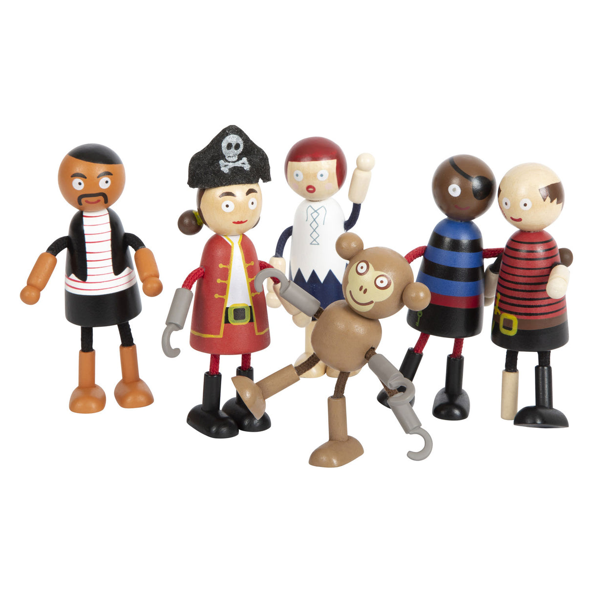 Small Foot Wood Dolls Pirate Bendable, 6st.