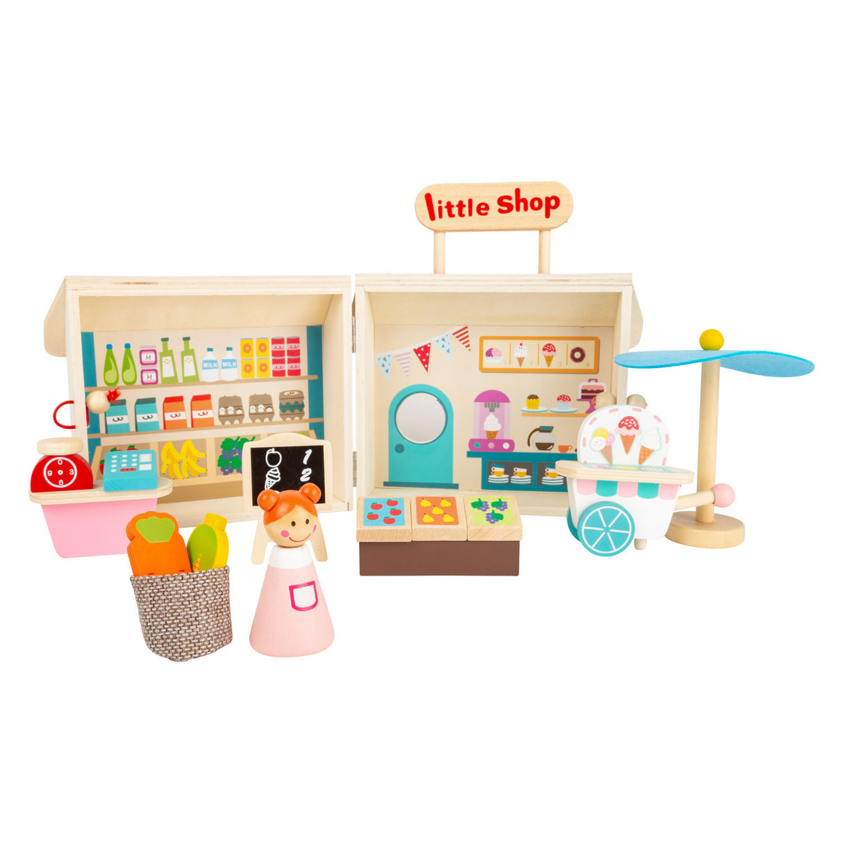 Small Foot Houten Meeneem Speelwinkel Poppenhuis, 15dlg.