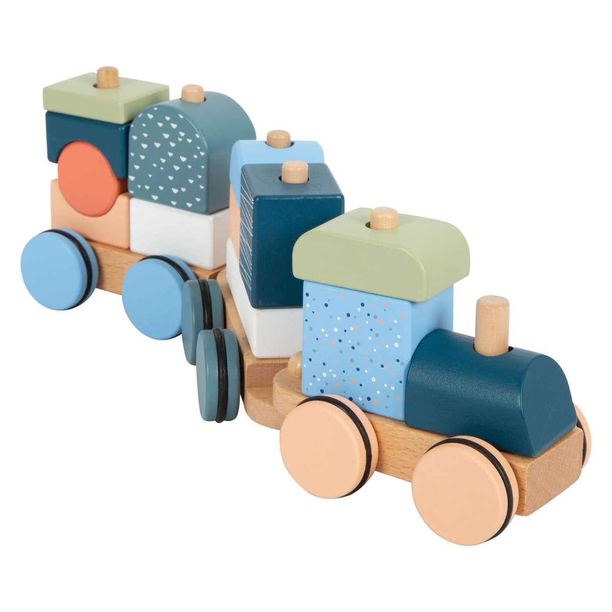 Small foot - wooden stacking block train Arctic, 16 pcs.