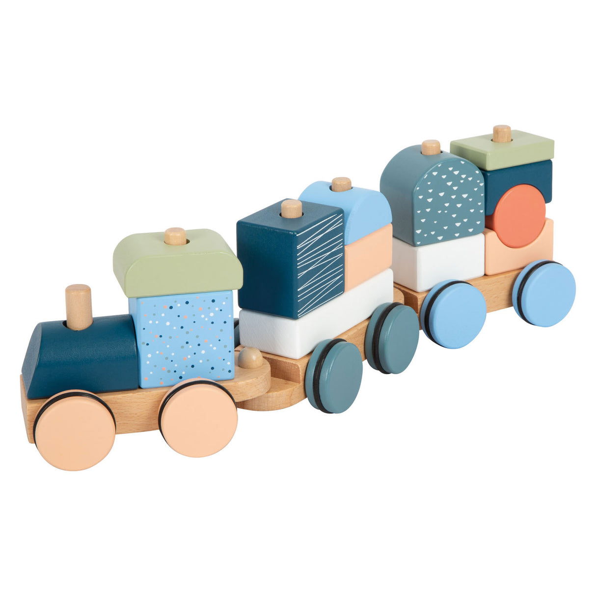 Small foot - wooden stacking block train Arctic, 16 pcs.