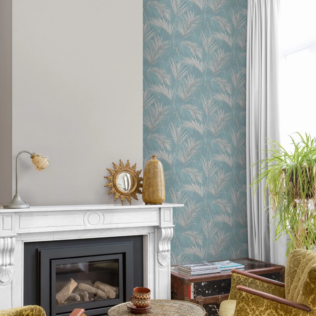 Dutch Wallcoverings Dutch Wallcoverings Wallpaper Palm Springs Blue and Gray