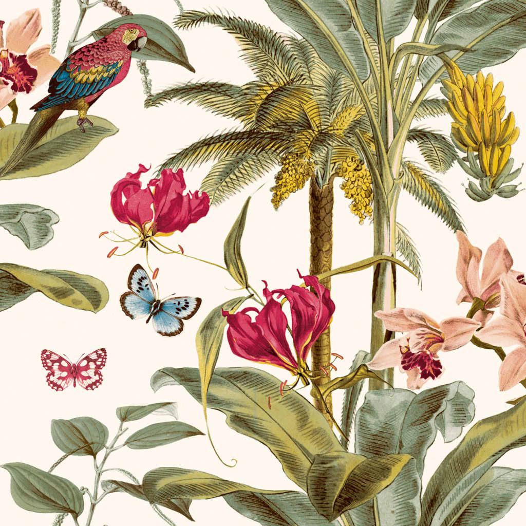 Dutch Wallcoverings Dutch Wallcoverings Wallpaper Tropical Palm Green and Pink