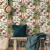 Dutch Wallcoverings Dutch Wallcoverings Wallpaper Tropical Palm Green and Pink