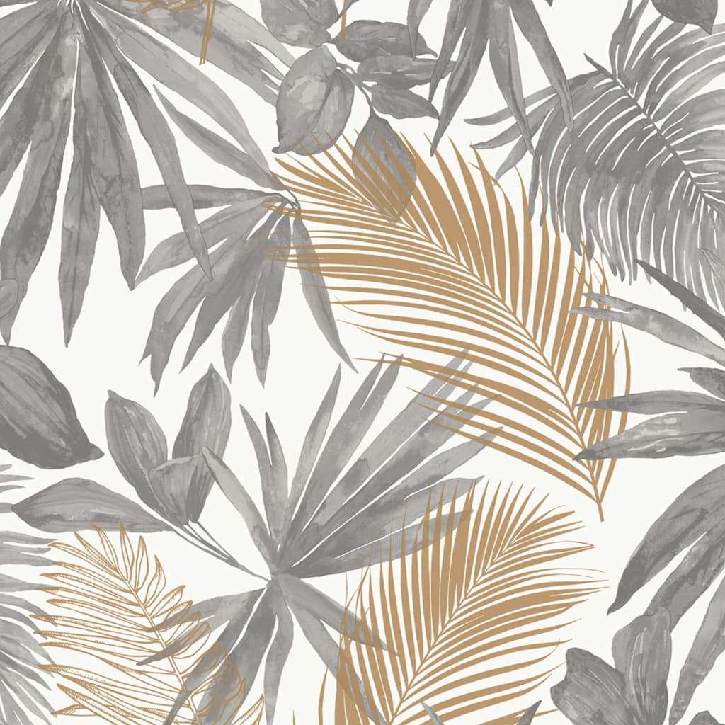 Dutch Wallcoverings Dutch Wallcoverings Wallpaper Wild Palms Gray and Beige