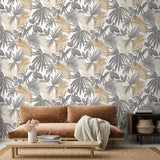 Dutch Wallcoverings Dutch Wallcoverings Wallpaper Wild Palms Gray and Beige