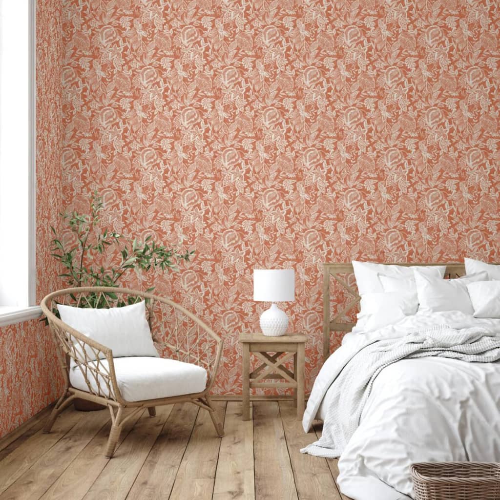 Dutch Wallcoverings Dutch Wallcoverings Wallpaper Mae Oranje and Beige