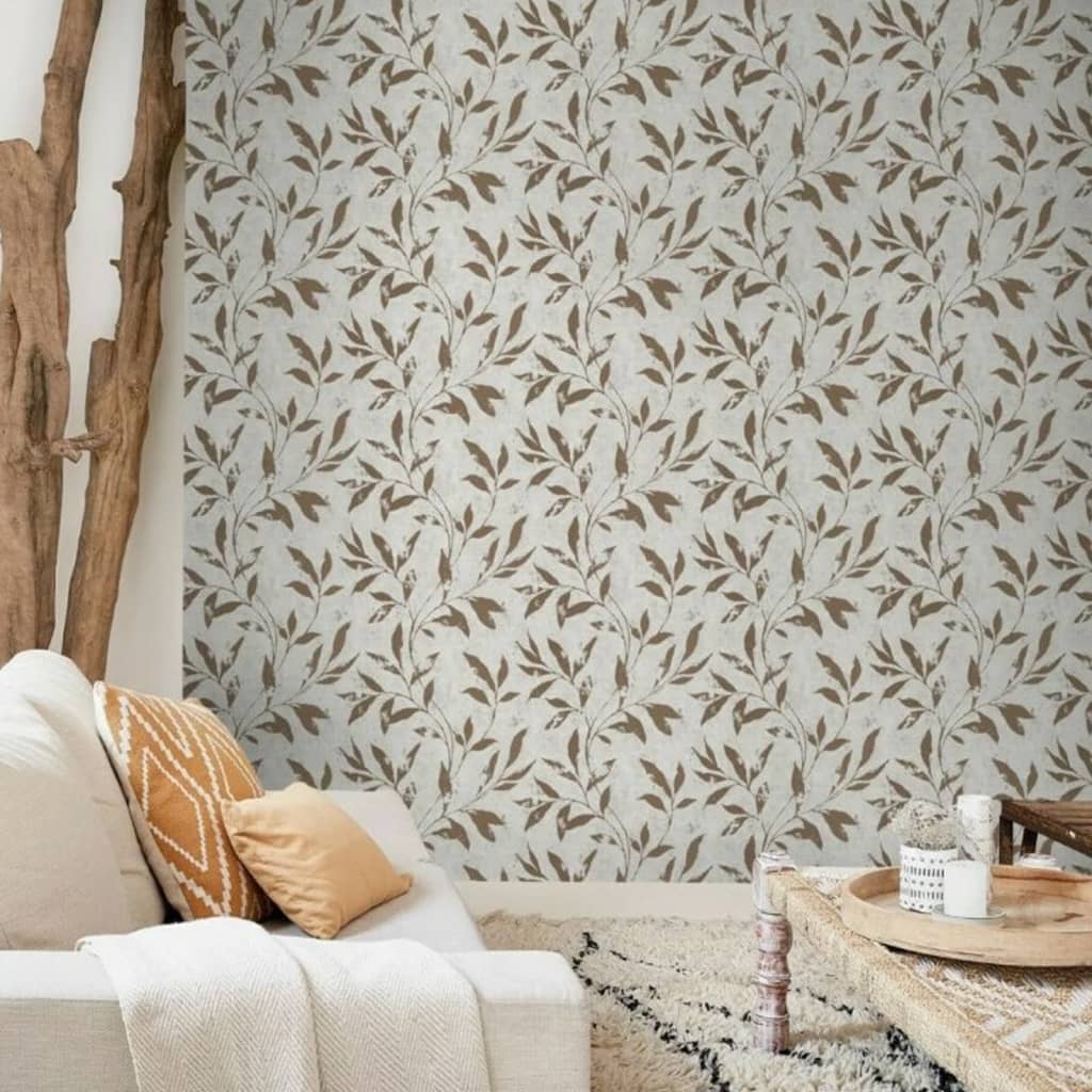 Dutch Wallcoverings Dutch Wallcoverings Wallpaper Leafs Beige and Brown