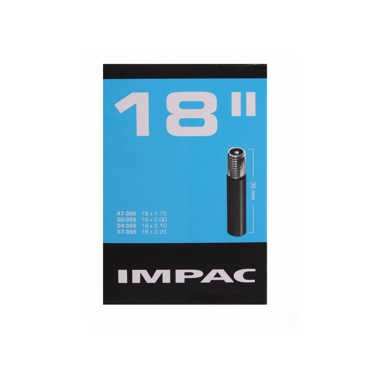 IMPAC Inner Tube (af Schwalbe) AV18 18X1.75 2.35 ETRO 47 57-355, Ventil: Schrader Auto 35mm