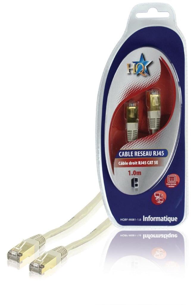 HQ BF-M081-1.0 CAT5E UTP Network Cable RJ45 (8 8) Moški-RJ45 (8 8) Moški 1,00 m siva