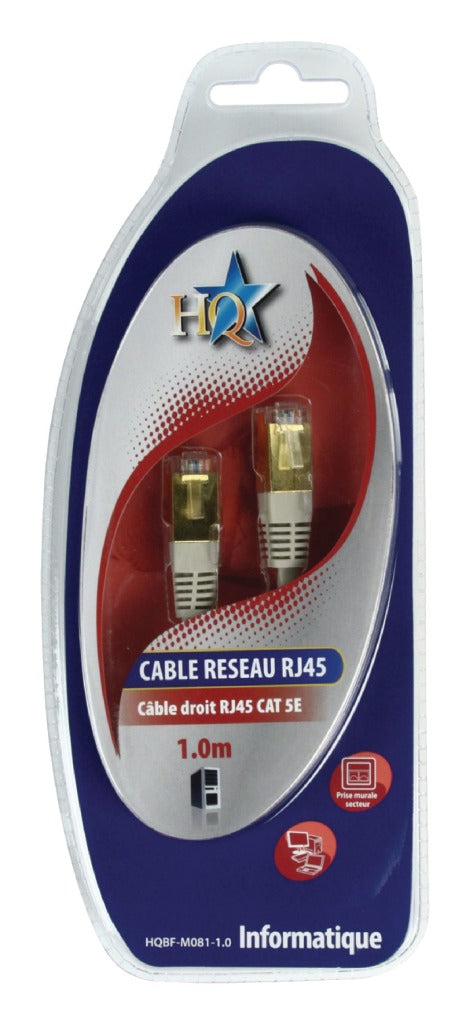 HQ BF-M081-1.0 CAT5E UTP Network Cable RJ45 (8 8) Mann-RJ45 (8 8) Mann 1,00 m grå