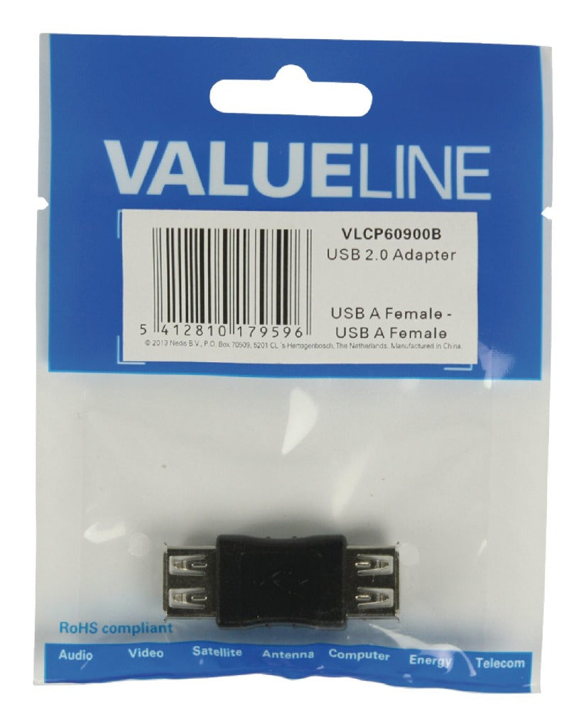 Valueline Valueline VLCP60900B USB 2.0 USB En kvinne USB En kvinnelig adapter svart