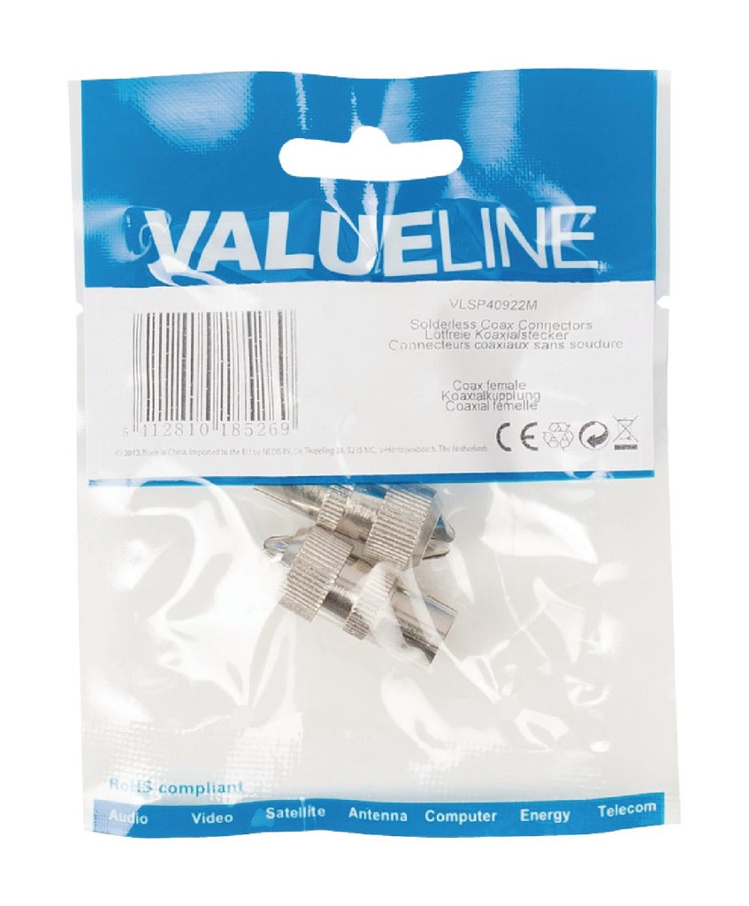 Valueline Valueline Vlsp40922m Unharmed Coax Connectors Coax Female Metal