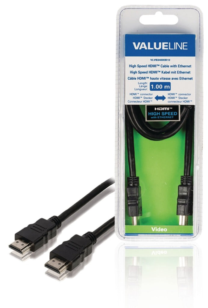 Vysokorychlostní kabel HDMI VALULELINE VLVB34000B10 s konektorem konektoru Ethernet HDMI HDMI 1,00 m Černý