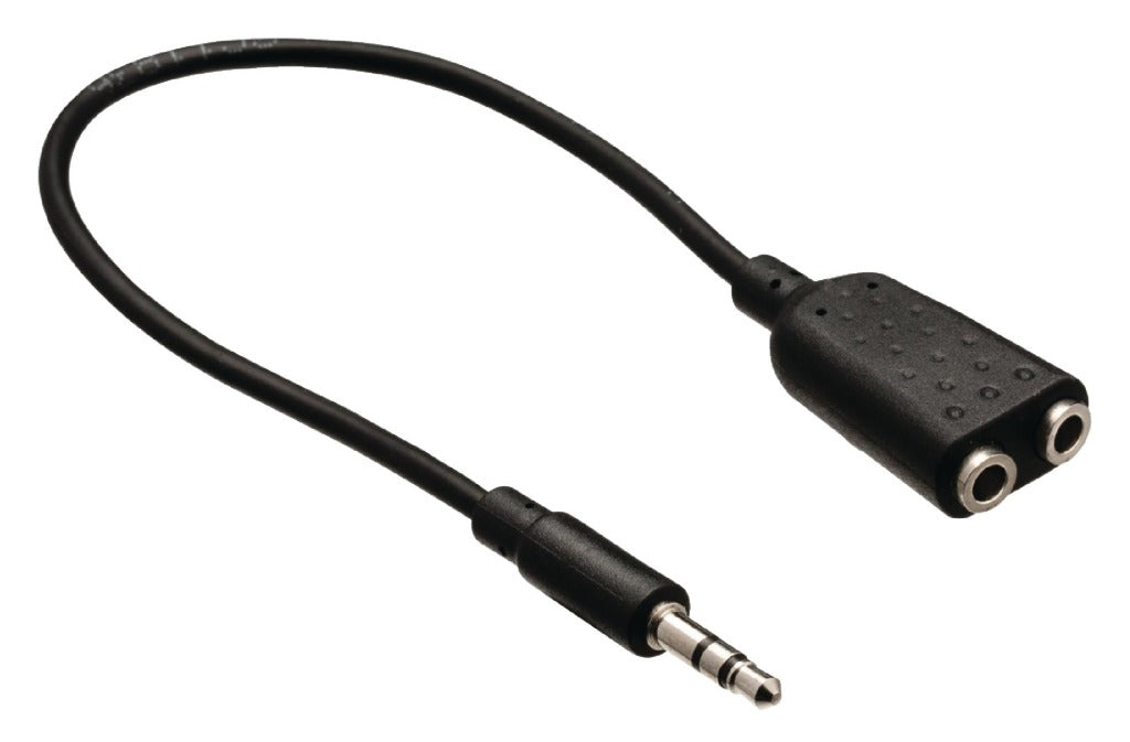 Valueline Vlab22100B02 Jack Stereo Audio Distribution Cable 3,5 mm hane - 2x 3,5 mm kvinnlig 0,20 m svart