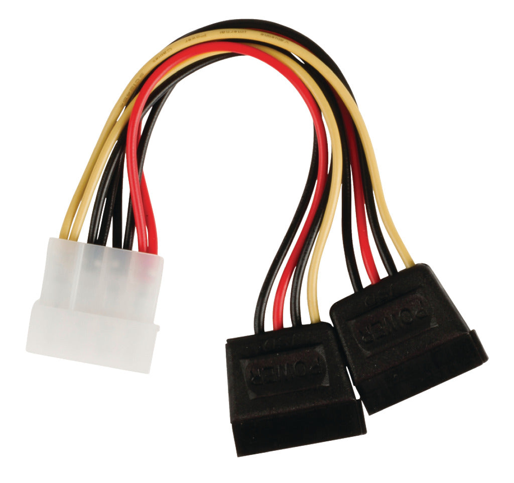 Valueline VLCP73520V015 Intern Stroom Splitter Kabel Molex Mand - 2x SATA 15 -pins Kvindelig 0,15 m Multicolourfarvet