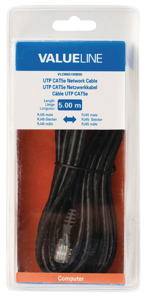 VALUELLIN VLCB85100B50 UTP CAT5E Cableau réseau RJ45 Male - RJ45 Mâle 5,00 m noir