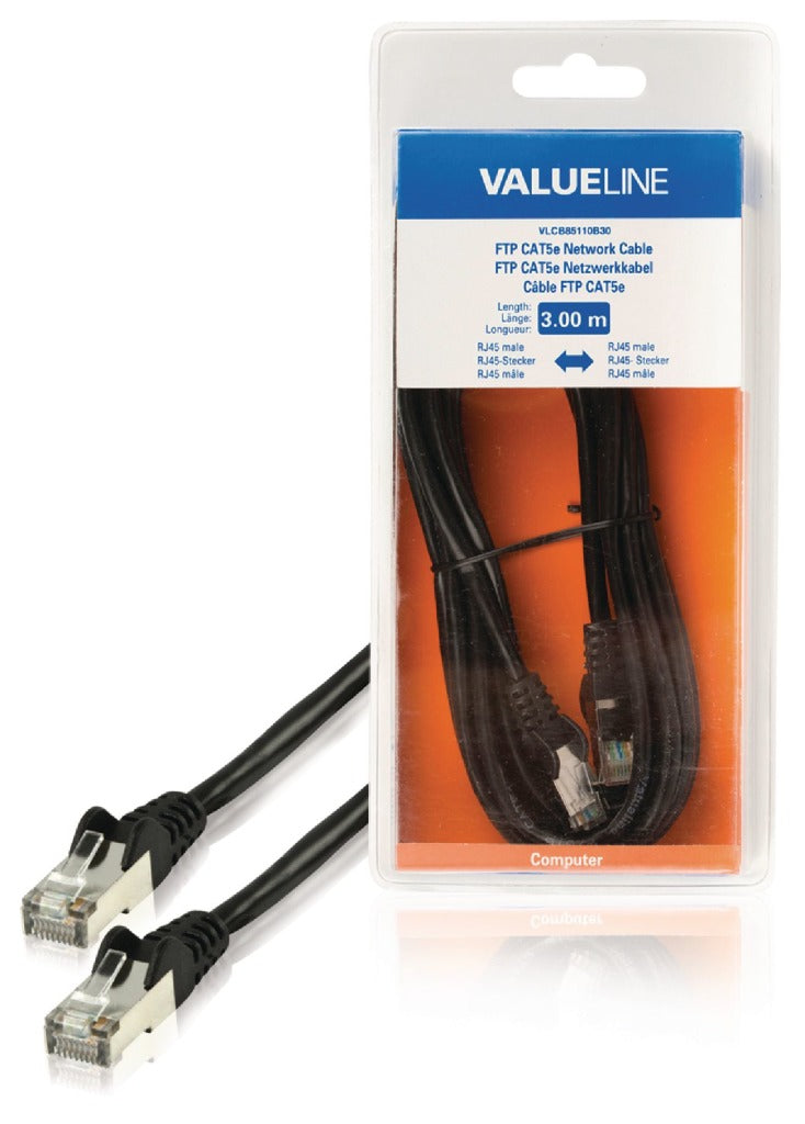 Valueline VLCB85110B30 FTP CAT5E Síťový kabel RJ45 Samec - RJ45 muž 3,00 m černé