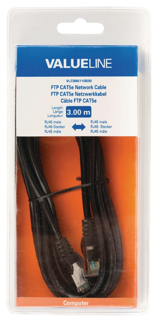 Valueline VLCB85110B30 FTP Cat5e Network Cable RJ45 Mand - RJ45 Mand 3,00 m sort