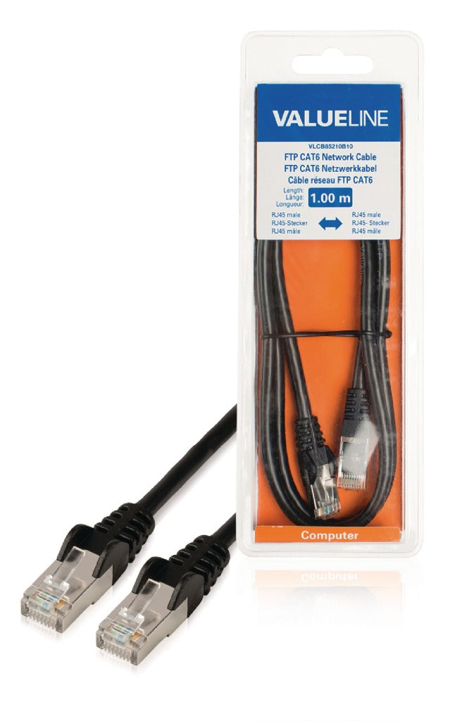 VALUELINE VALUELINE VLCB85210B10 CAT6 F UTP Network Cable RJ45 (8 8) Moški RJ45 (8 8) Moški 1,00 M ČRNA