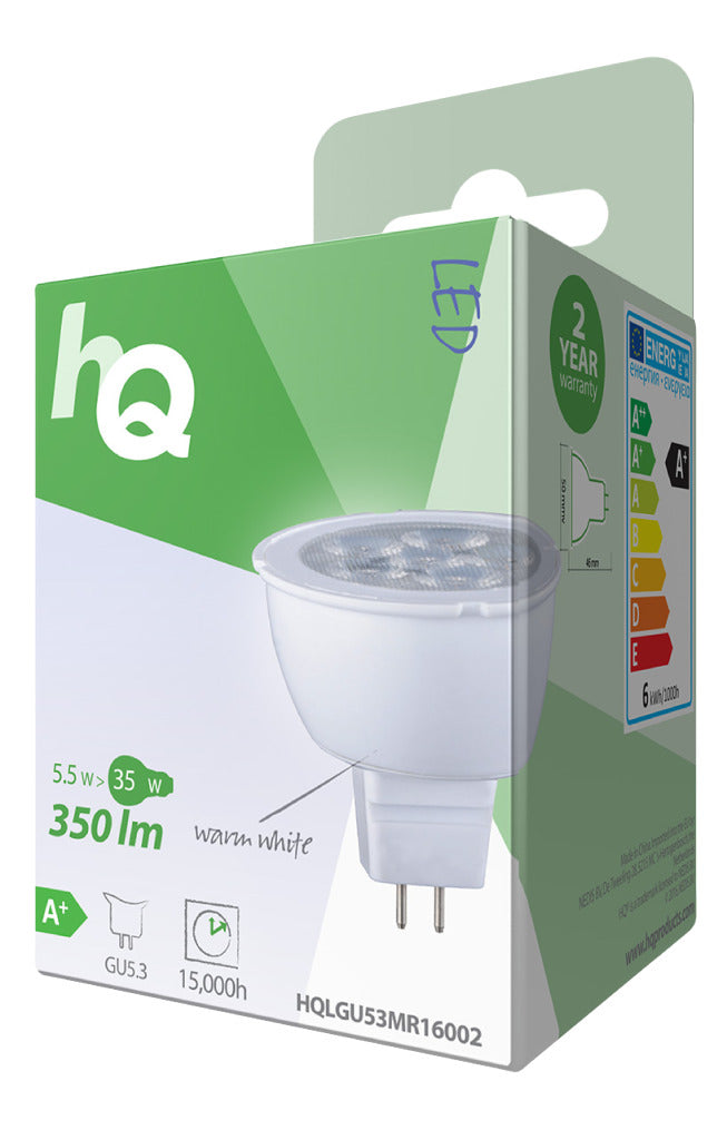 HQ Hq Hqlgu53 mr16002 Led-lamp Mr16 Gu5.3 5,5 W 350 Lm 2 700 K