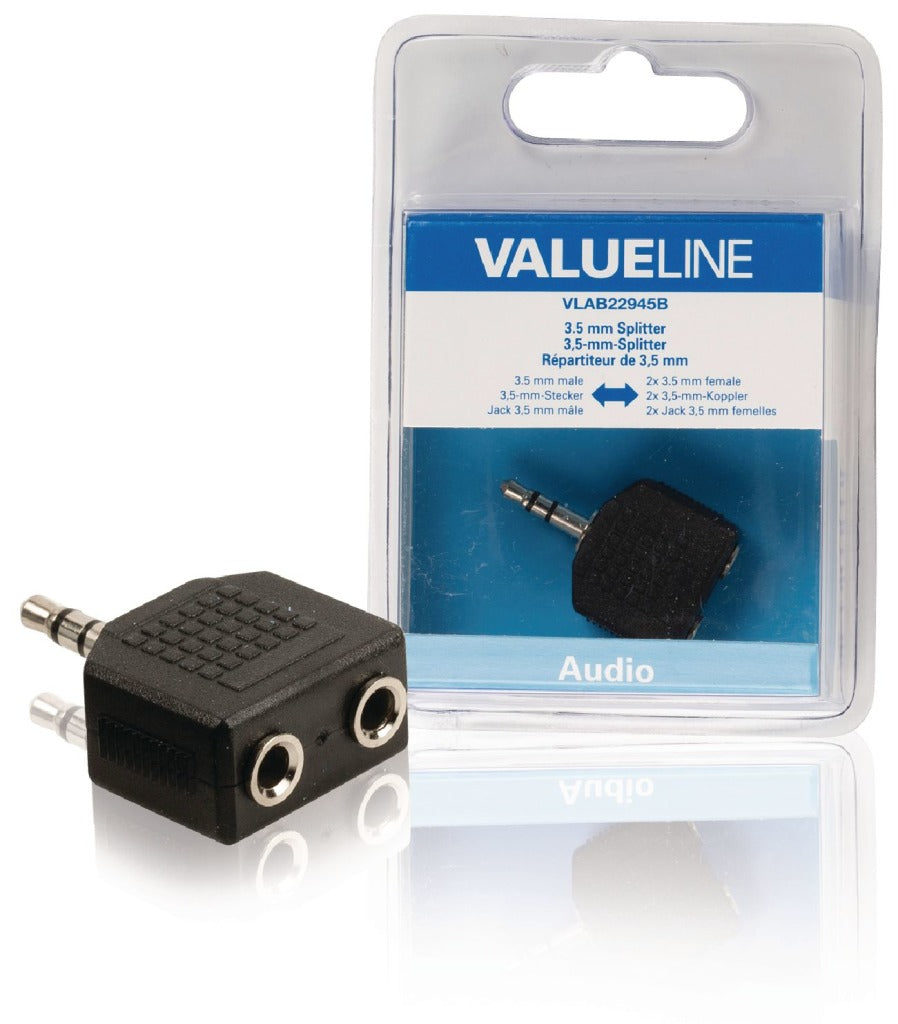 Valueline Valueline VLAB22945B Audio-Splitter 3.5 mm Male 2x female black