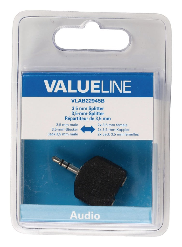 Valueline Valueline VLAB22945B AUDIO-SPLATTER 3,5 mm Mand 2x kvindelig sort