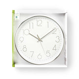 Nedis CLWA015PC30SR Ronde Wandklok Diameter 30 Cm Wit Zilver