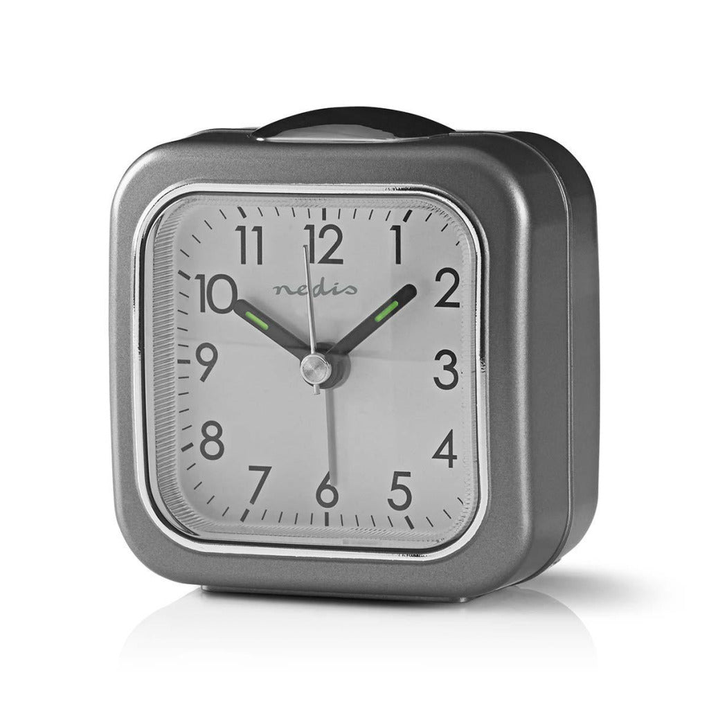 NEDIS CLDK005GY Horloge de bureau analogique avec gris carré d'alarme