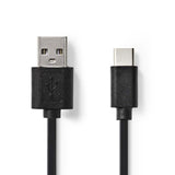 Nedis CCGP60600BK01 USB 2.0 Kabel Type-C Moški-A moški 0,1 M Črni