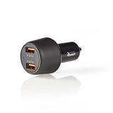 Nedis CCQC600ABK CAR CHARGER 3.0 A 2X USB (QC 3.0) Črna