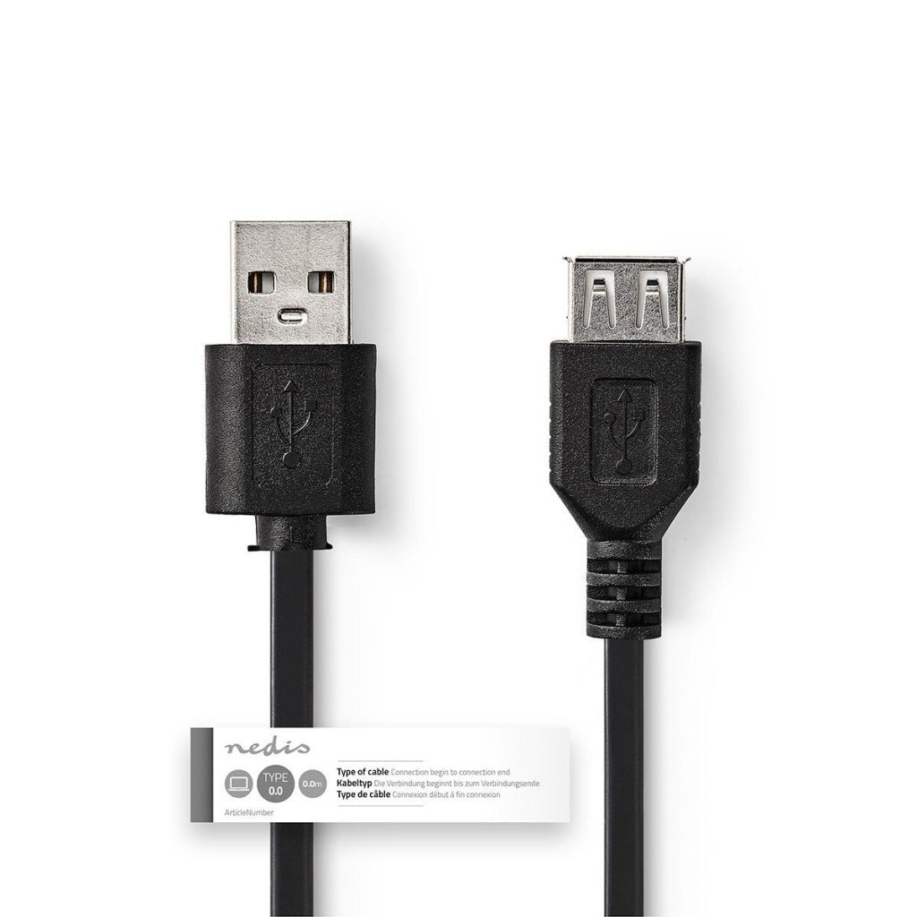 NEDIS CCGT60010BK10 CABLE USB 2.0 Un mâle - USB une femelle 1,0 m noir