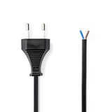 Nedis PCGP11700BK20 power cable EuroStekker - Open Cable end 2.0 m Black