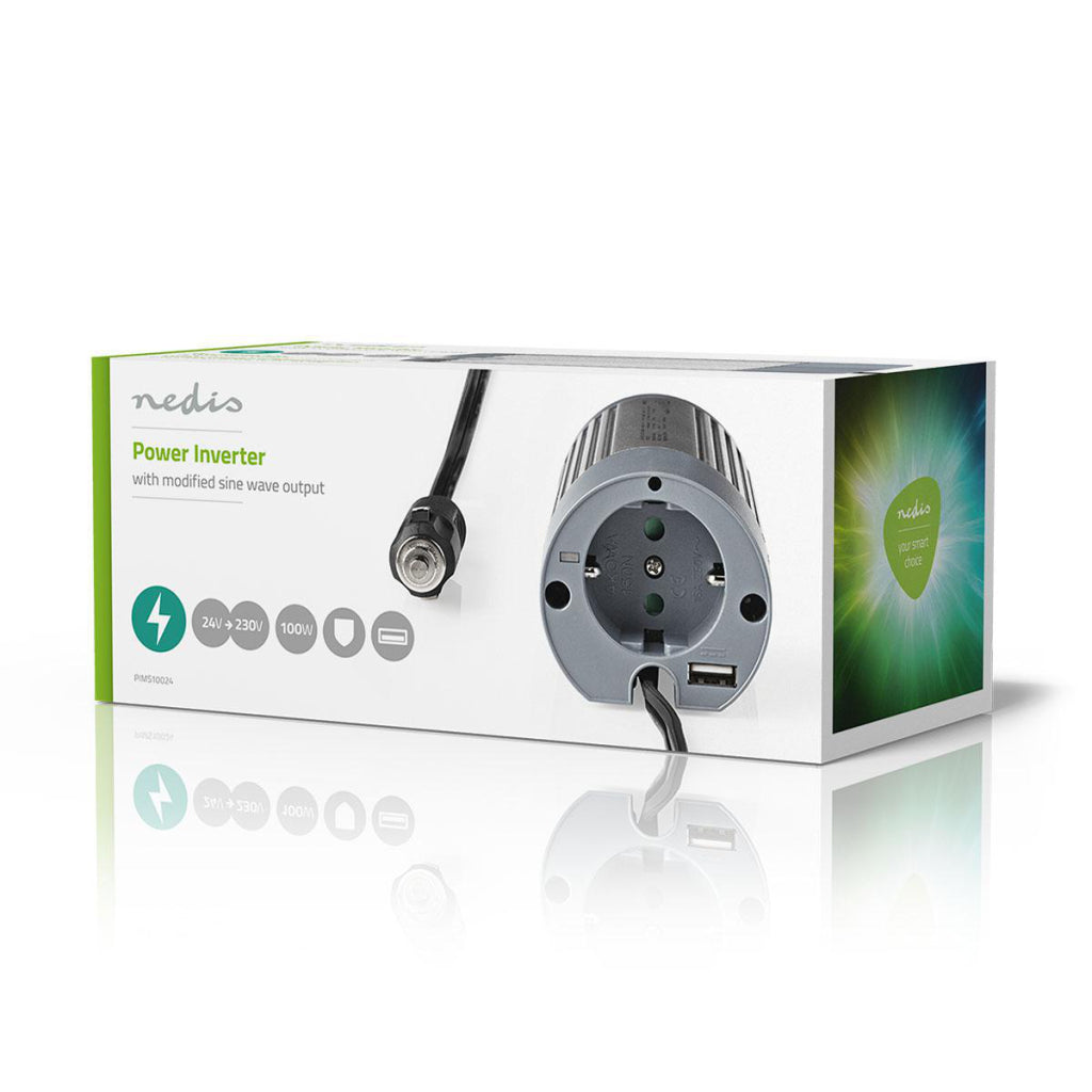 Nedis PIMS10024 Power-Cormer Modified Sinus Golf 24 V DC 230 V 100 W 1X Schuko 1X USB Output