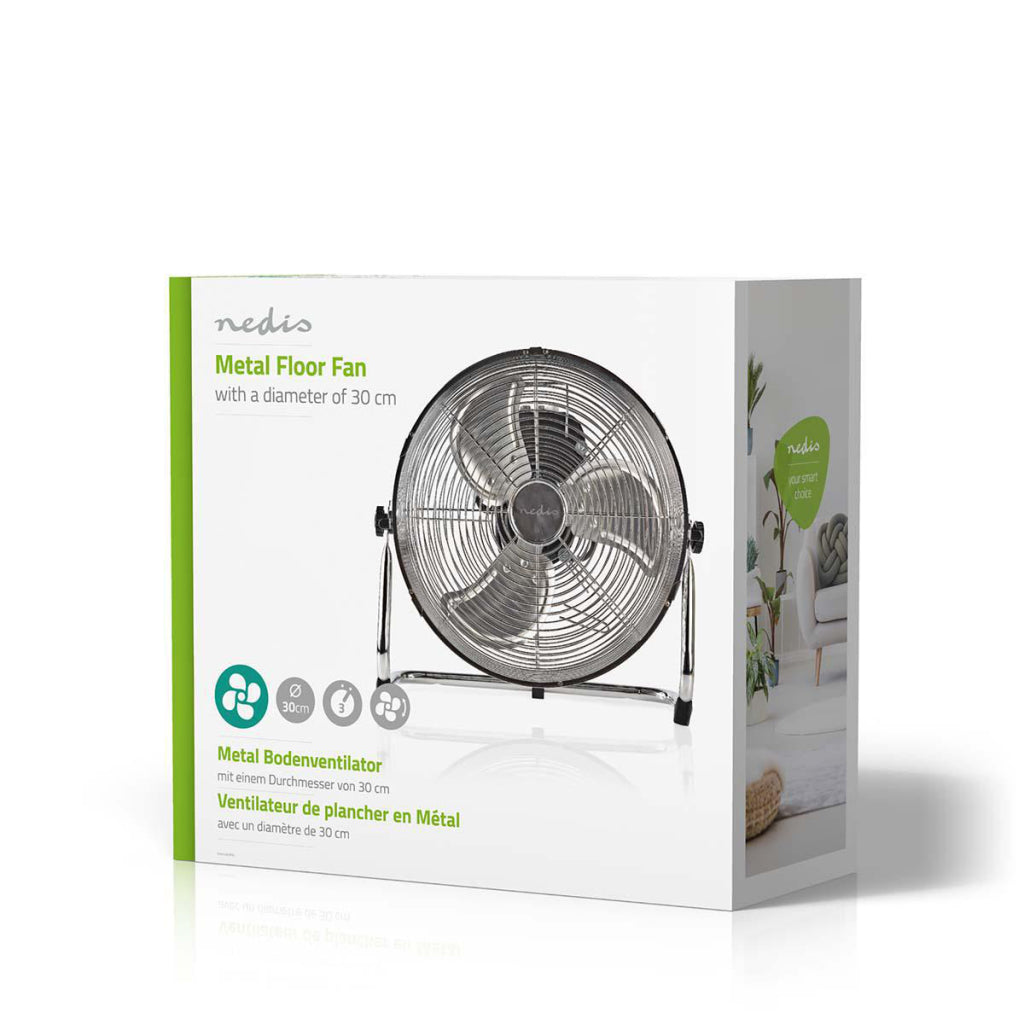 Nedis fnfl10cr30 Stack Fan DIAMETT 30 cm 3 Speeds Chrome