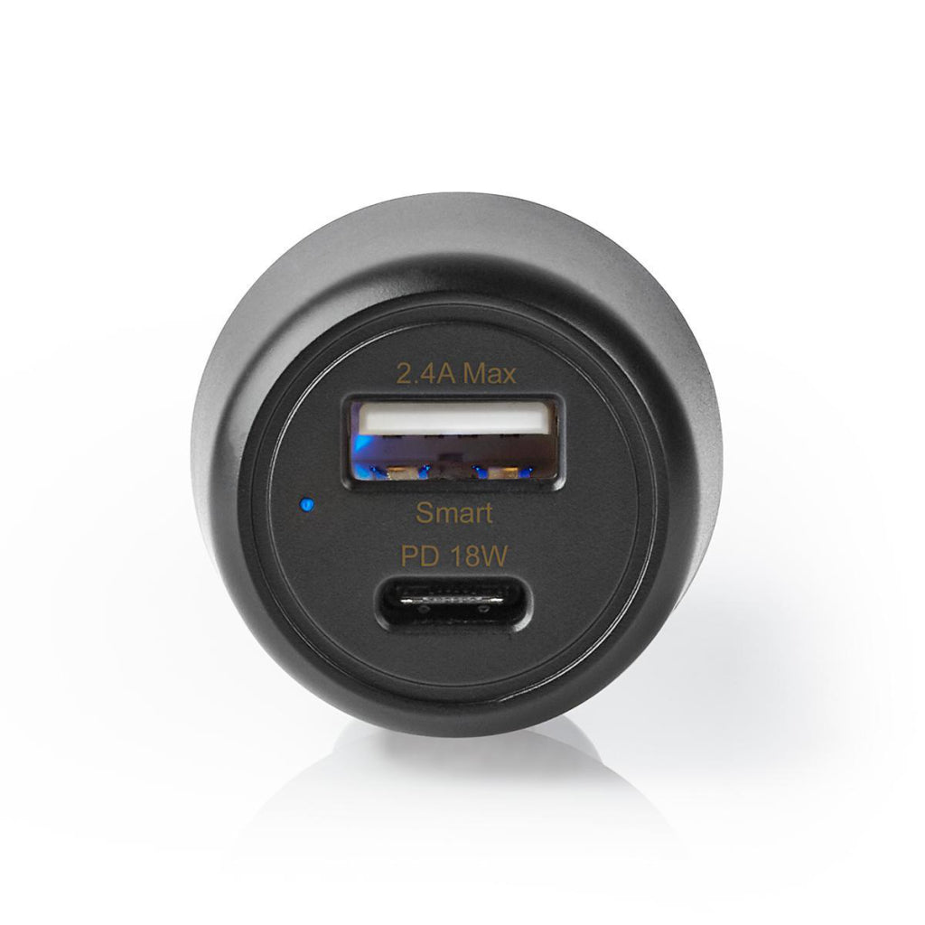 Nedis CCPD18W100BK CAR Ladegerät 3.0 A USB-A USB-C-Stromversorgung 18 W Schwarz