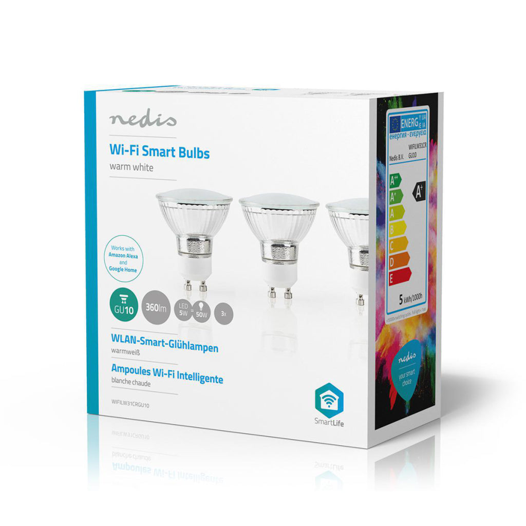 Nedis WIFILW31CRGU10 Wi-fi Led-lamp Warm Wit Gu10 3-pack